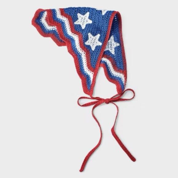 NWT Wild Fable Head Bandana Tie Adjust USA Oh My Stars Red White Blue - Picture 1 of 8
